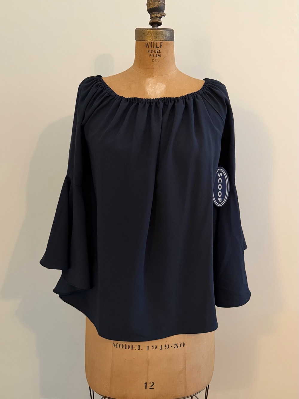 Scoop - Navy Off-Shoulder Blouse